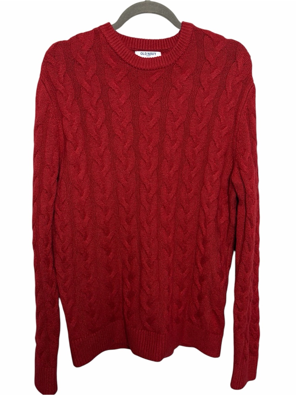 Old Navy So Soft Men’s Cable Knit Crewneck Sweater Medium Red